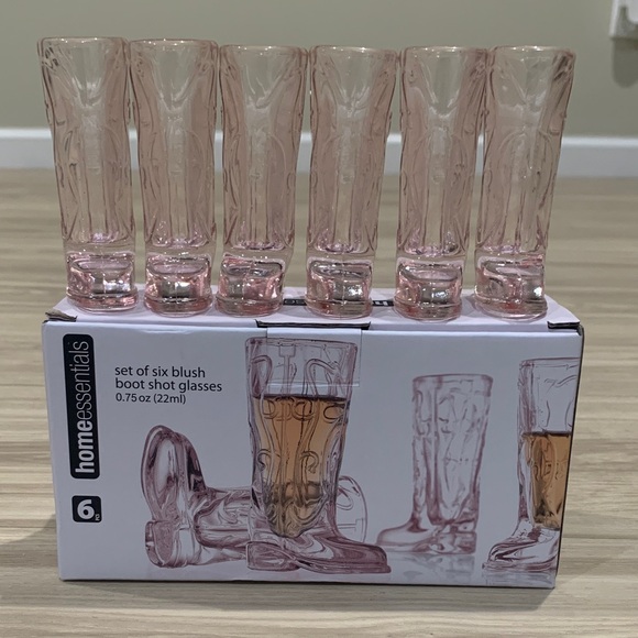 Other - Home Essentials Blush Boot Shot Glasses - Set of 6
